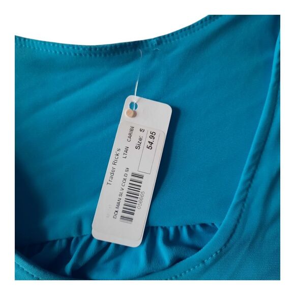 Vibrant Blue Short Dolman Sleeve A-Line Top - Picture 2 of 3